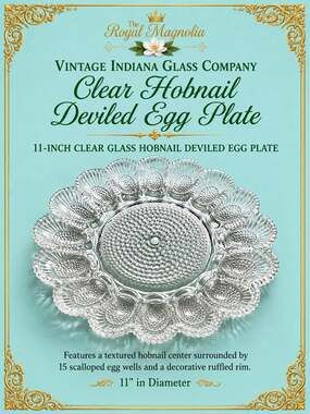 Vintage Indiana Glass Company Clear Hobnail Deviled Egg Plate 11 Inch